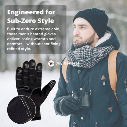Heated Gloves for Men – Thermal Waterproof Winter Gloves with Heating & Touchscreen Grip