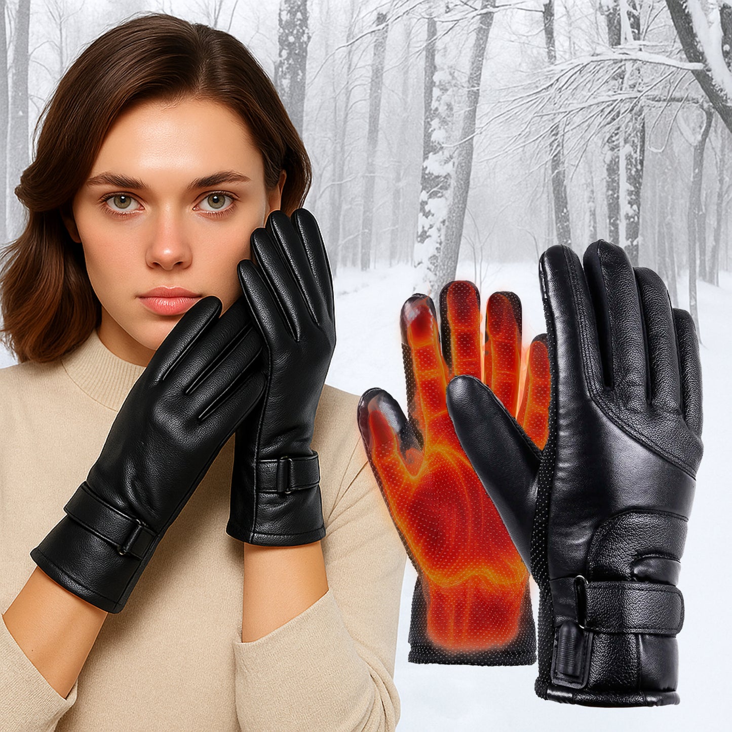 Heated Gloves for Women – Ladies Thermal Waterproof Winter Gloves with Touch Screen & USB Rechargeable Warm Design