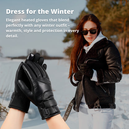 Heated Gloves for Women – Ladies Thermal Waterproof Winter Gloves with Touch Screen & USB Rechargeable Warm Design