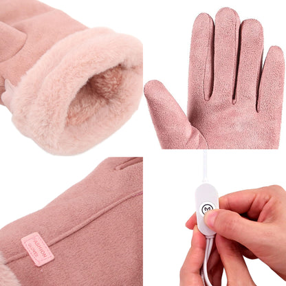 Heated Gloves for Women – Ladies Thermal Waterproof Winter Gloves with Touch Screen & USB Rechargeable Warm Design