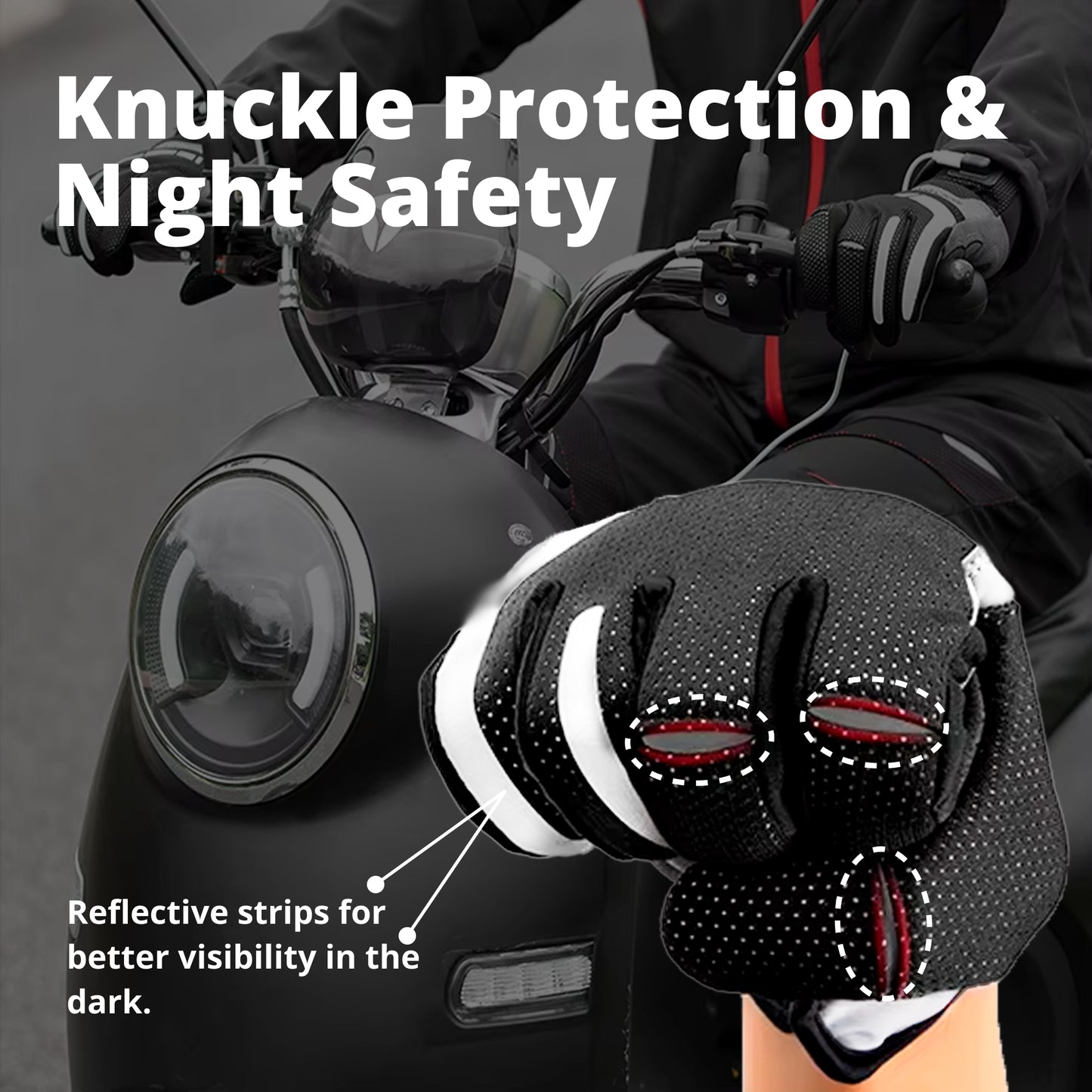 Heated Motorcycle Gloves – Winter Motorbike Gloves with Knuckle Protection, Visor Wiper & Touchscreen