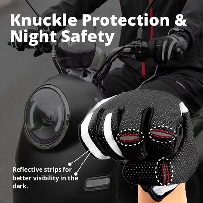 Heated Motorcycle Gloves – Winter Motorbike Gloves with Knuckle Protection, Visor Wiper & Touchscreen