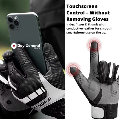 Heated Motorcycle Gloves – Winter Motorbike Gloves with Knuckle Protection, Visor Wiper & Touchscreen