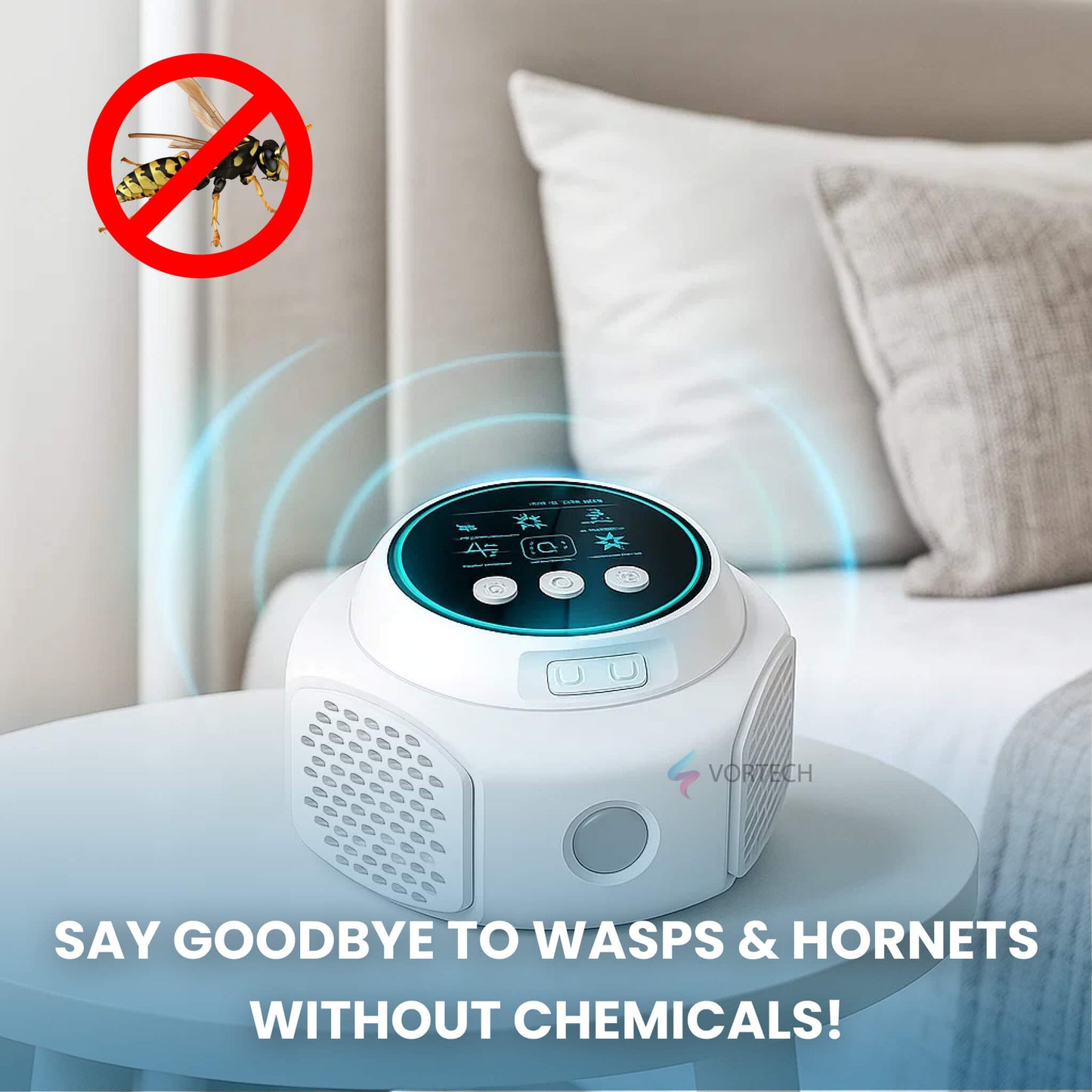 Ultrasonic Wasp & Hornet Repellent Plug-In | Chemical-Free Indoor & Outdoor Protection to Prevent Nests Around Home, Pool or Patio (3200 sq. ft.)