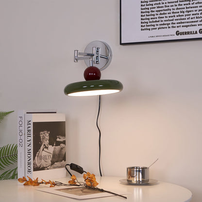 Plug-in Wall Lamp with Adjustable Arm and Warm White LED Light for Living Room & Bedroom Use