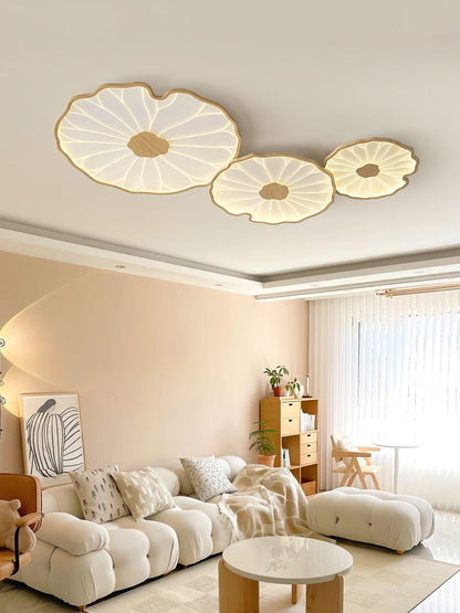 Lotus Leaf Acrylic Ceiling Lamp | Durable, Rustic Wood Finish & Ideal for Indoor Spaces