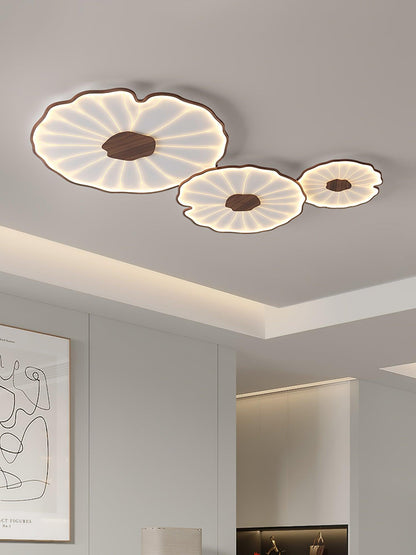 Lotus Leaf Acrylic Ceiling Lamp | Durable, Rustic Wood Finish & Ideal for Indoor Spaces
