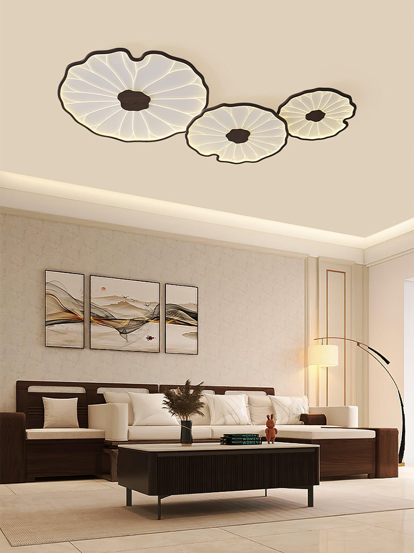 Lotus Leaf Acrylic Ceiling Lamp | Durable, Rustic Wood Finish & Ideal for Indoor Spaces