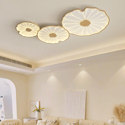 Lotus Leaf Acrylic Ceiling Lamp | Durable, Rustic Wood Finish & Ideal for Indoor Spaces
