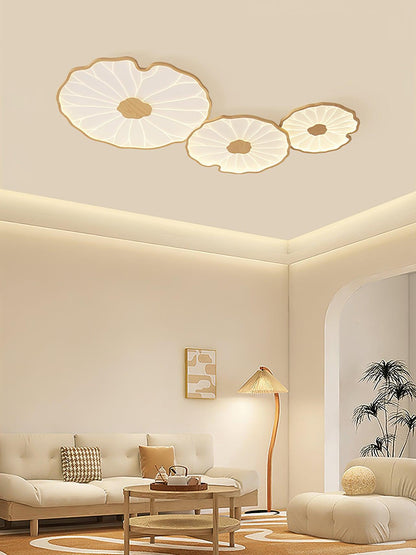 Lotus Leaf Acrylic Ceiling Lamp | Durable, Rustic Wood Finish & Ideal for Indoor Spaces