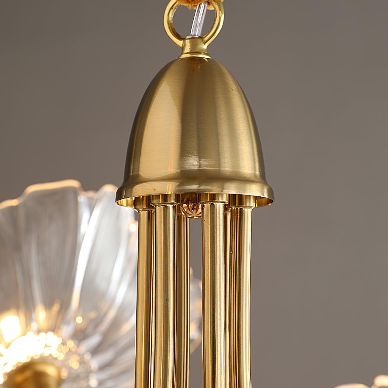 Lotus Leaf Glass Chandelier | Frosted Glass, Gold Finish & Ideal for Indoor Lighting