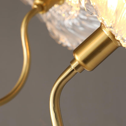 Lotus Leaf Glass Chandelier | Frosted Glass, Gold Finish & Ideal for Indoor Lighting