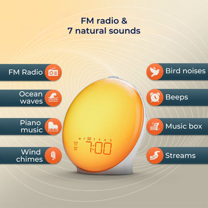 Sunrise Alarm Clock | Best Natural Wake-Up Sunrise Light with Ambient Lighting for Heavy Sleepers & Dark Mornings