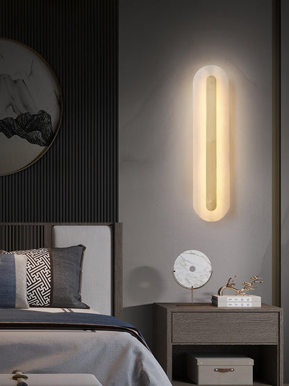 Alabaster Rounded Wall Light Fixture - Modern Sconce for Living Room & Hallway Lighting