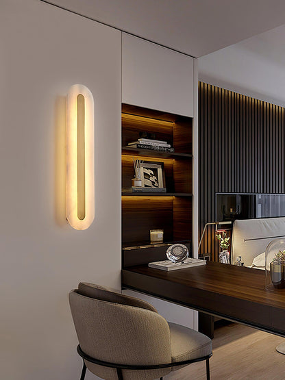 Alabaster Rounded Wall Light Fixture - Modern Sconce for Living Room & Hallway Lighting