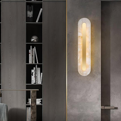 Alabaster Rounded Wall Light Fixture - Modern Sconce for Living Room & Hallway Lighting