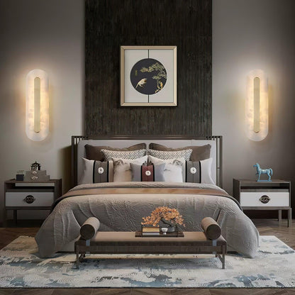 Alabaster Rounded Wall Light Fixture - Modern Sconce for Living Room & Hallway Lighting