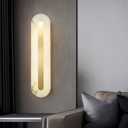 Alabaster Rounded Wall Light Fixture - Modern Sconce for Living Room & Hallway Lighting