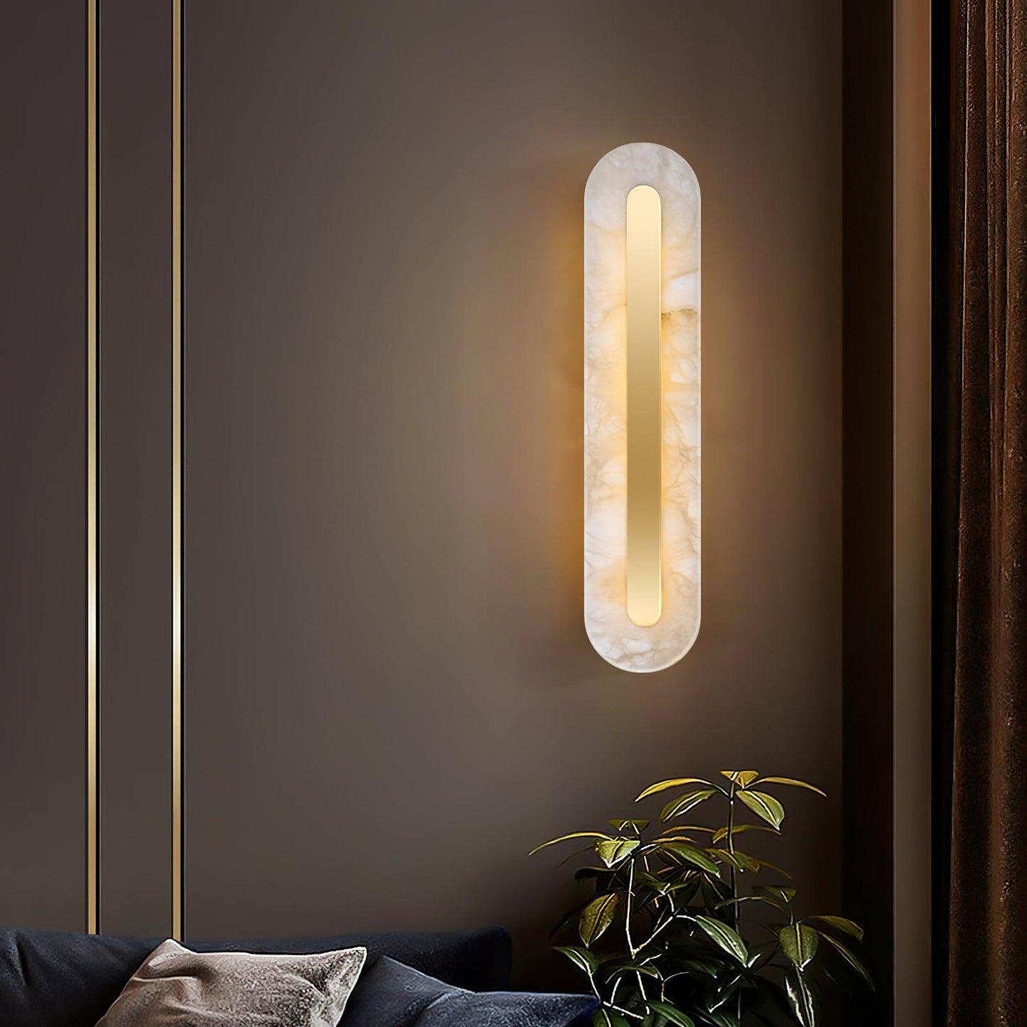 Alabaster Rounded Wall Light Fixture - Modern Sconce for Living Room & Hallway Lighting