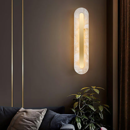 Alabaster Rounded Wall Light Fixture - Modern Sconce for Living Room & Hallway Lighting