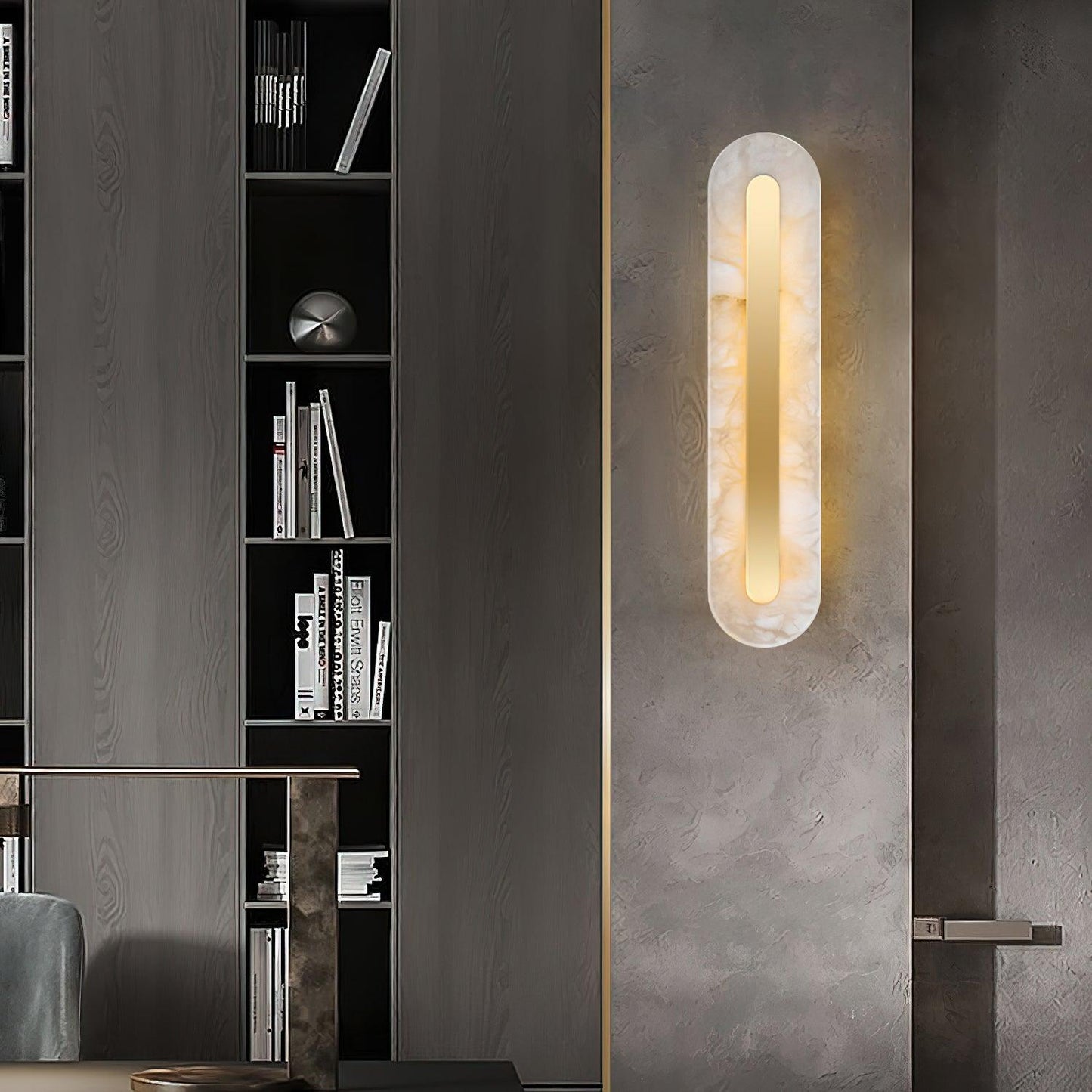 Alabaster Rounded Wall Light Fixture - Modern Sconce for Living Room & Hallway Lighting