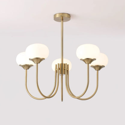 Marshmallow Chandelier | Gold Finish with Pink Glass Shades for Indoor Use & Modern Home Decor
