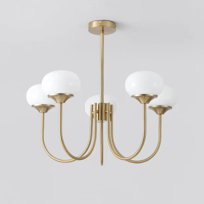 Marshmallow Chandelier | Gold Finish with Pink Glass Shades for Indoor Use & Modern Home Decor