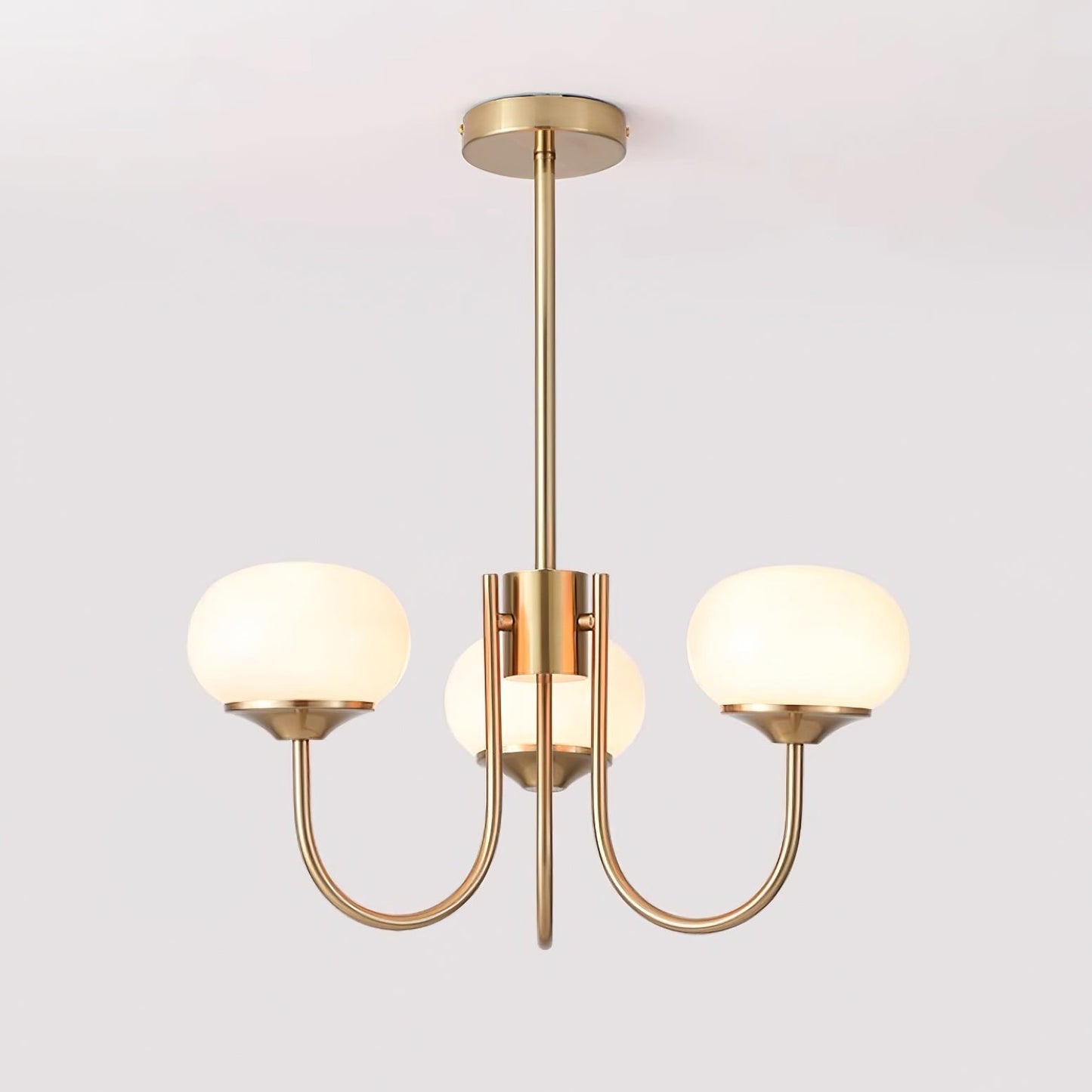 Marshmallow Chandelier | Gold Finish with Pink Glass Shades for Indoor Use & Modern Home Decor