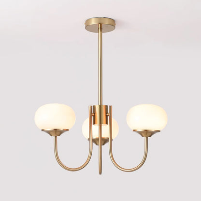Marshmallow Chandelier | Gold Finish with Pink Glass Shades for Indoor Use & Modern Home Decor
