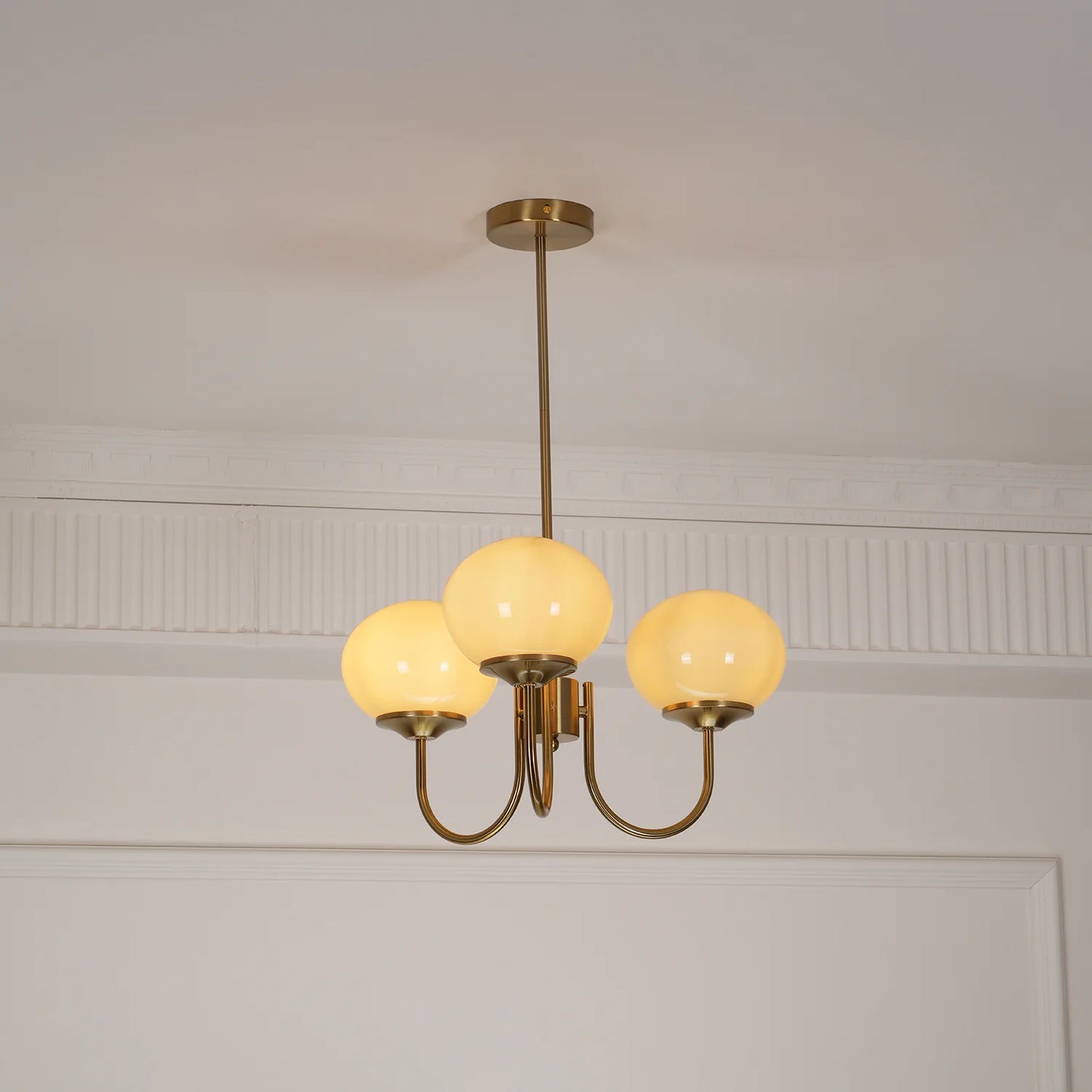 Marshmallow Chandelier | Gold Finish with Pink Glass Shades for Indoor Use & Modern Home Decor