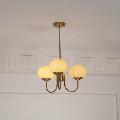 Marshmallow Chandelier | Gold Finish with Pink Glass Shades for Indoor Use & Modern Home Decor