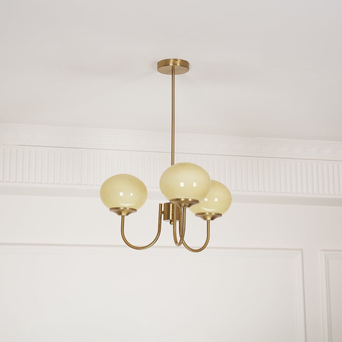 Marshmallow Chandelier | Gold Finish with Pink Glass Shades for Indoor Use & Modern Home Decor