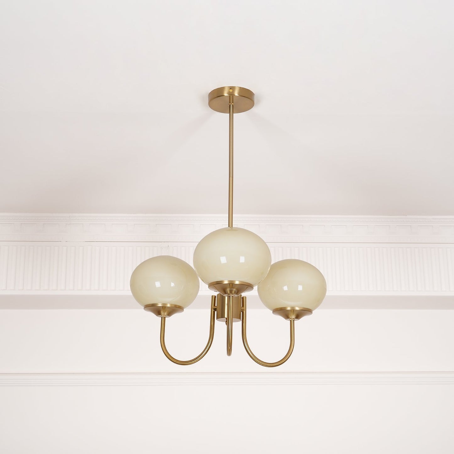 Marshmallow Chandelier | Gold Finish with Pink Glass Shades for Indoor Use & Modern Home Decor