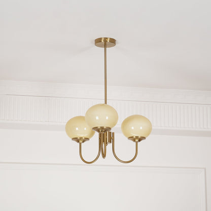 Marshmallow Chandelier | Gold Finish with Pink Glass Shades for Indoor Use & Modern Home Decor