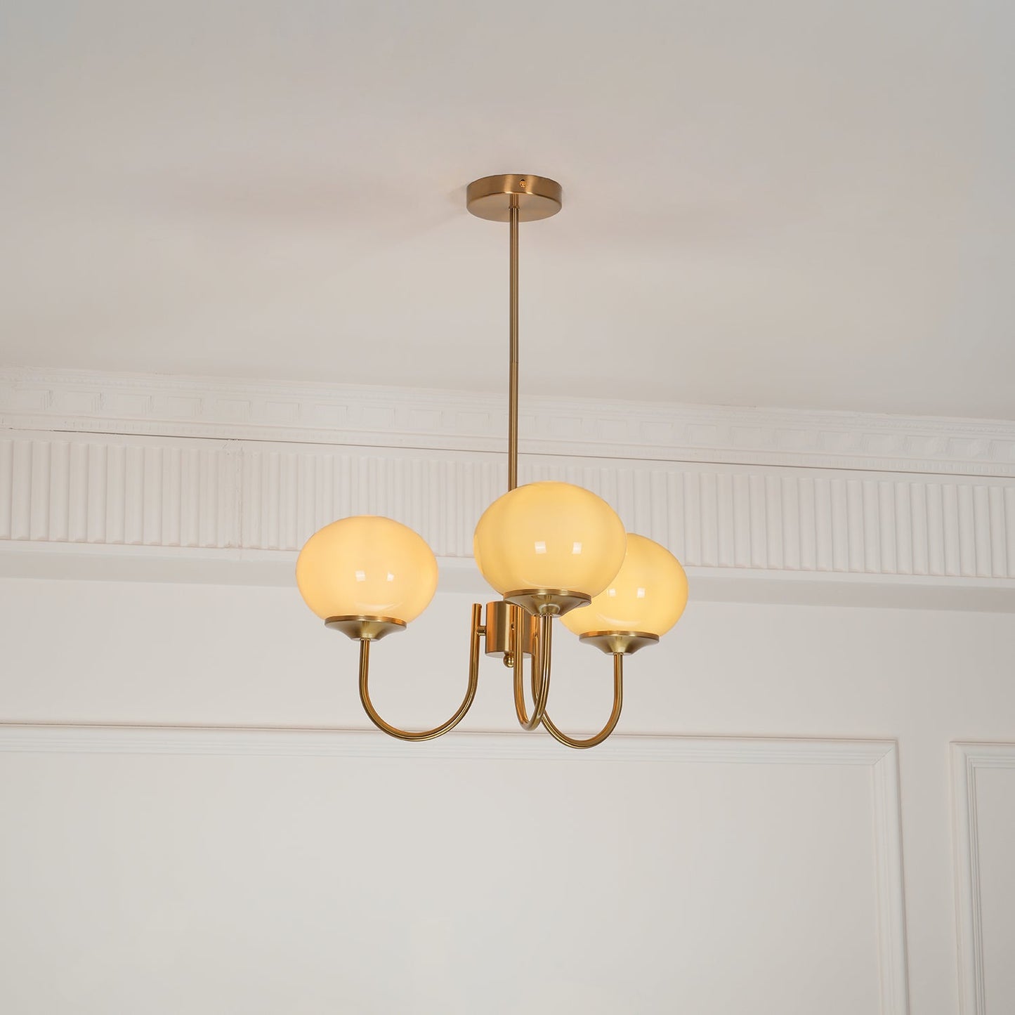 Marshmallow Chandelier | Gold Finish with Pink Glass Shades for Indoor Use & Modern Home Decor