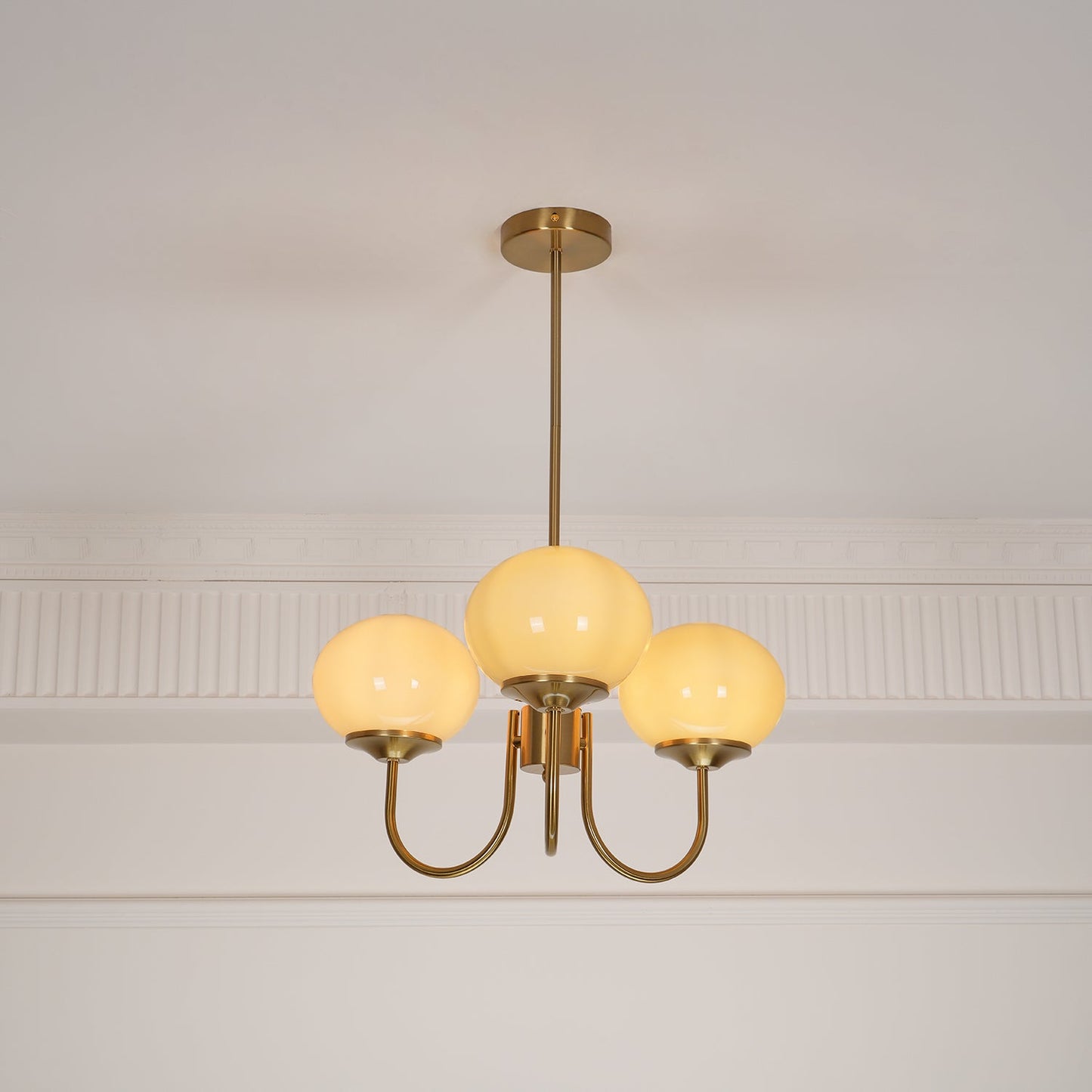Marshmallow Chandelier | Gold Finish with Pink Glass Shades for Indoor Use & Modern Home Decor