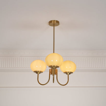 Marshmallow Chandelier | Gold Finish with Pink Glass Shades for Indoor Use & Modern Home Decor