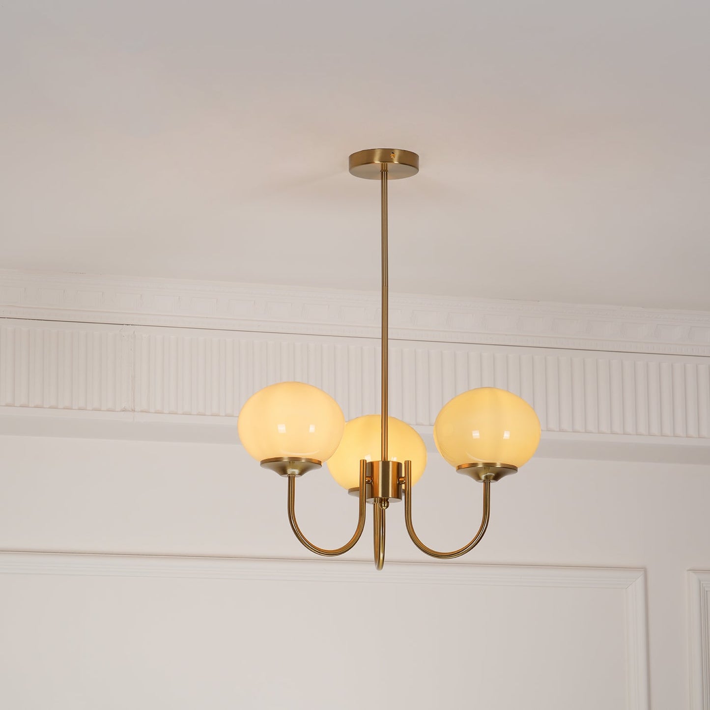 Marshmallow Chandelier | Gold Finish with Pink Glass Shades for Indoor Use & Modern Home Decor