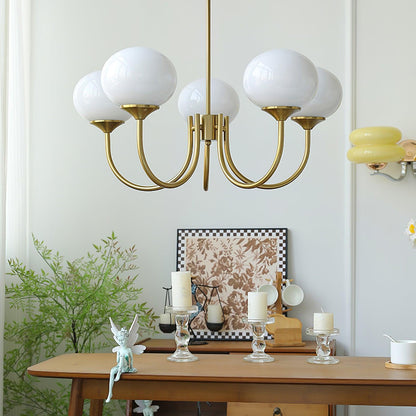 Marshmallow Chandelier | Gold Finish with Pink Glass Shades for Indoor Use & Modern Home Decor