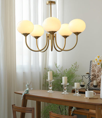 Marshmallow Chandelier | Gold Finish with Pink Glass Shades for Indoor Use & Modern Home Decor