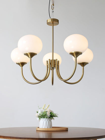 Marshmallow Chandelier | Gold Finish with Pink Glass Shades for Indoor Use & Modern Home Decor