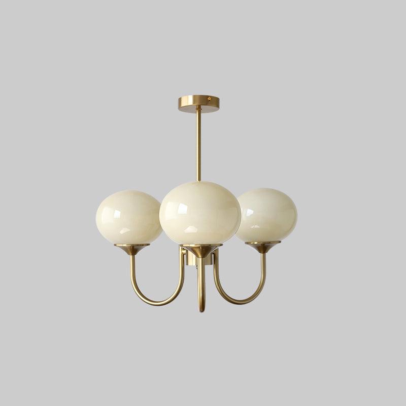 Marshmallow Chandelier | Gold Finish with Pink Glass Shades for Indoor Use & Modern Home Decor