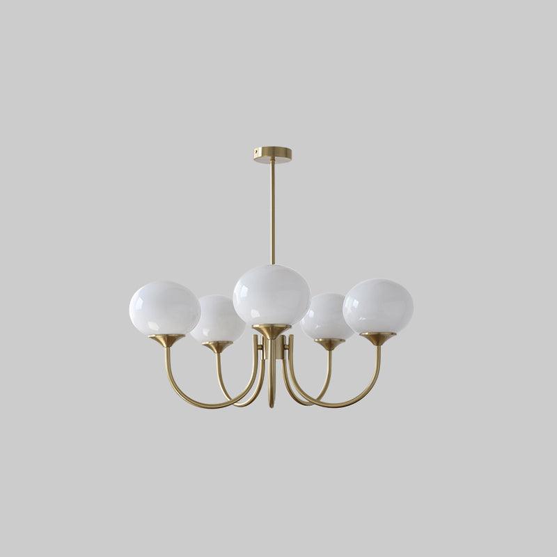 Marshmallow Chandelier | Gold Finish with Pink Glass Shades for Indoor Use & Modern Home Decor