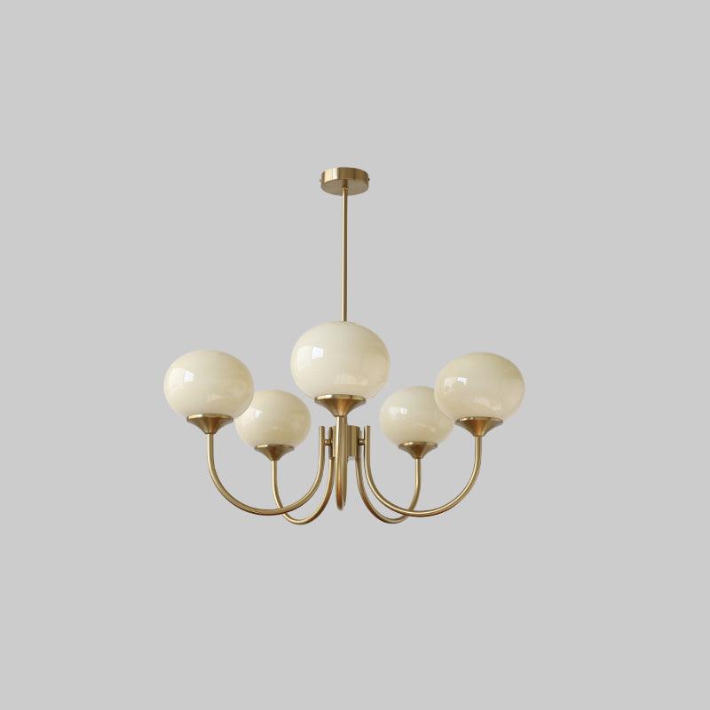 Marshmallow Chandelier | Gold Finish with Pink Glass Shades for Indoor Use & Modern Home Decor