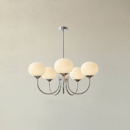 Marshmallow Chandelier | Gold Finish with Pink Glass Shades for Indoor Use & Modern Home Decor