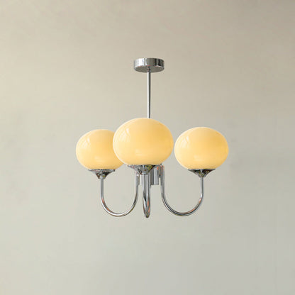 Marshmallow Chandelier | Gold Finish with Pink Glass Shades for Indoor Use & Modern Home Decor
