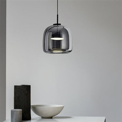 Glass Pendant Lamp | Smoked Dome, Metal Accents & Adjustable Height for Modern Home Decor | Canadian lighting