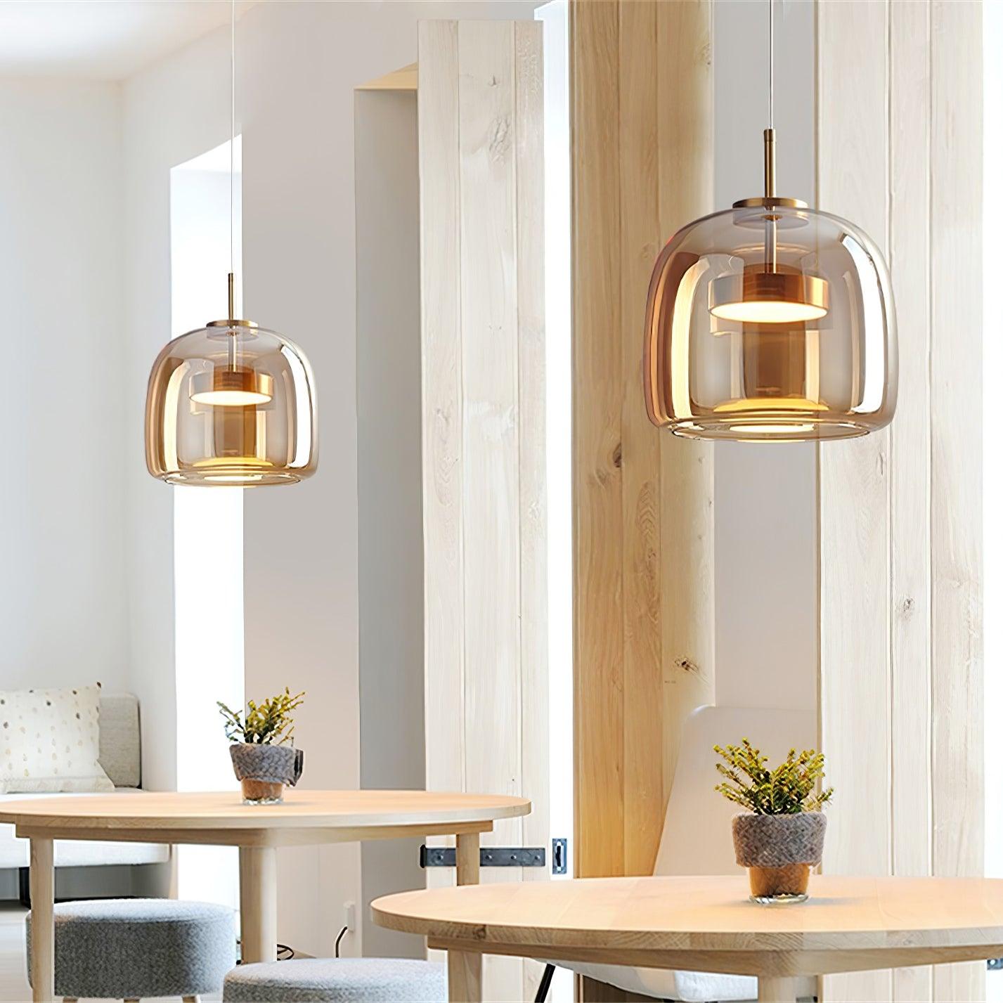 Glass Pendant Lamp | Smoked Dome, Metal Accents & Adjustable Height for Modern Home Decor | Canadian lighting