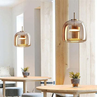 Glass Pendant Lamp | Smoked Dome, Metal Accents & Adjustable Height for Modern Home Decor | Canadian lighting