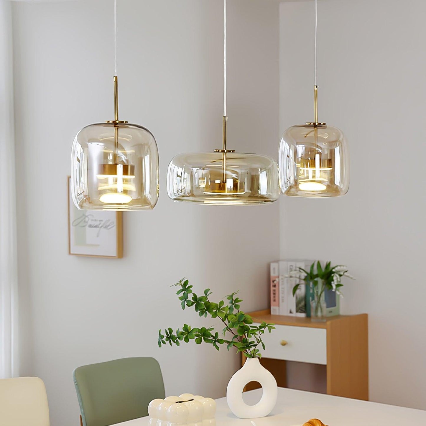 Metro Sphere Glass Pendant Light Fixture - Modern Hanging Lamp for Kitchen Island & Dining Room